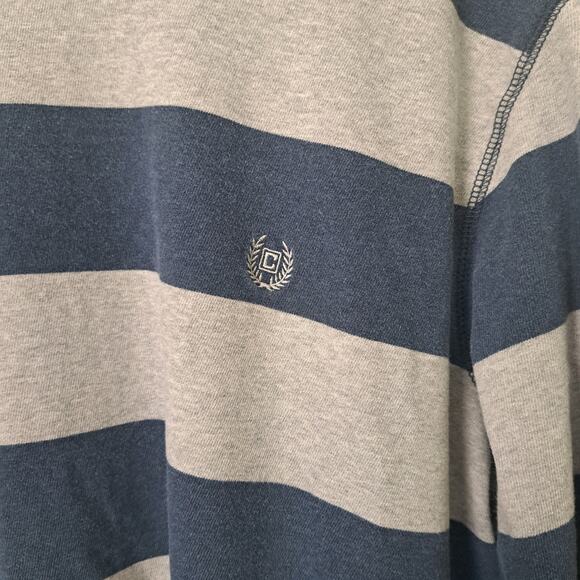 Chaps Mens Gray Blue Long Sleeve Striped 100% Cotton Shirt XL - Picture 3 of 5